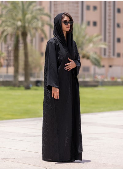 Buy Beautiful Abaya V-Open Neck, Up to Down, Front and Back Embroidered work with Black in Saudi Arabia