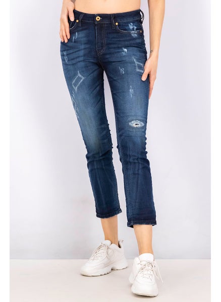 اشتري Women Slim Fit Rizzo,Ne Rip jeans, Navy Washed في السعودية