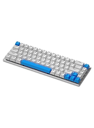 Buy 65% Wired Blue Switch Gaming Keyboard with RGB Backlit, 68 Keys Hot-Swappable Compact Mechanical Keyboard for PC White/Blue in Saudi Arabia