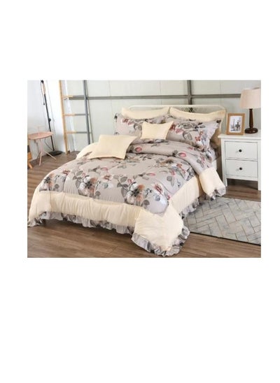 Buy Super King 8 Pieces Comforter set Ruffle Bedding Set, Cotton and Polyester Quality Dorm, Duvet( 240*260cm) in UAE