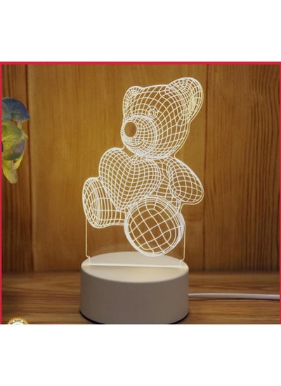 Buy Teddy Bear 3D LED Lamp White in UAE