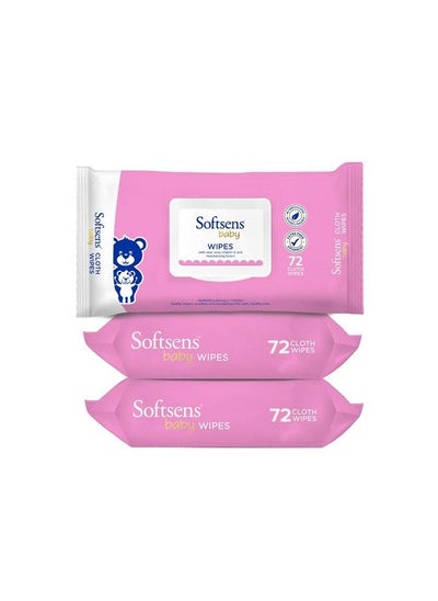 اشتري Baby Gentle Cloth Wipes For Baby Skin Enriched With Aloe Vera & Vitamin E I Dermatologically Tested & Parben Free With Lid72 Wipes (Pack Of 3) في السعودية