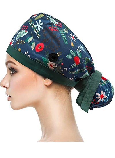 Buy Home Working Cap with ons and Sweatband Adjustable Ribbon Tie Ponytail Hats for Women Long Hair Head Covers Hair Caps in UAE