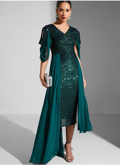 Buy V-Neck Sequin Dress in UAE