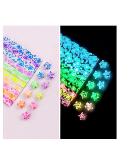 اشتري Luminous Origami Star Paper Strips, Glow in the Dark, DIY Handmade Crafts Origami Lucky Star Paper, Heart-shaped Pattern for Kids Party Favor Supplies Games Activities Gifts Decoration (210 Sheets) في الامارات