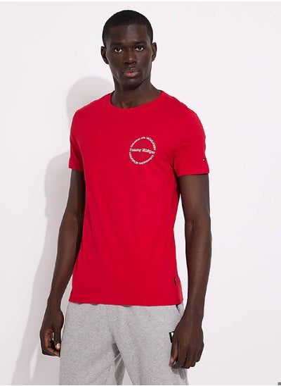 Buy Men's Hilfiger Roundel Logo T-Shirt - Cotton, Red in Saudi Arabia