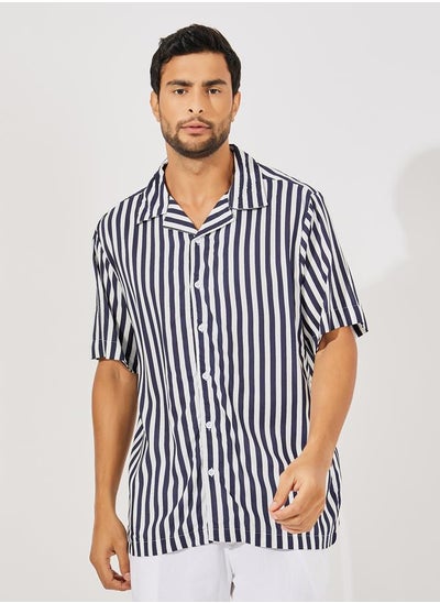 Buy Striped Resort Collar Relaxed Fit Shirt in Saudi Arabia