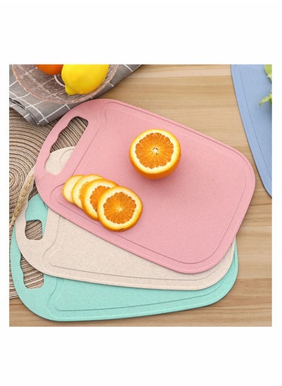 Buy Mini Kitchen Cutting Board Mats Small Fruit Cutting Board Wheat Straw Plastic Cutting Boards, Juice Grooves, Thicker Boards Easy Grip Handle, Non Porous(13 Inch x 8.5 Inch) 3 Pack in Saudi Arabia