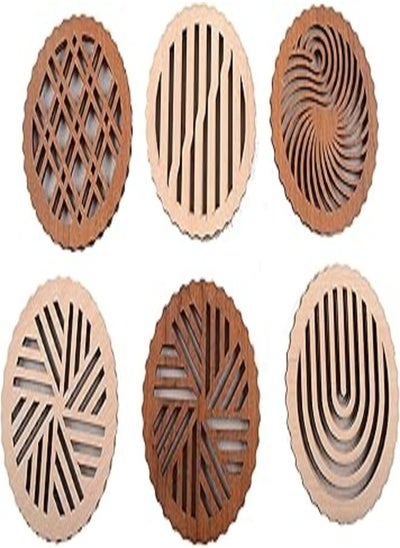 Buy Momentum Wooden Coaster - 12 Pieces, 5 Different Shapes, Brown and Beige in Egypt