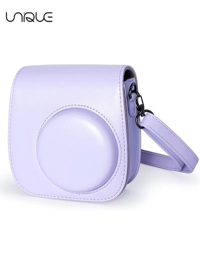 Buy Camera Case Compatible with Instax Mini 12, Protective Case PU Leather Bag with Pocket and Adjustable Shoulder Strap (Purple) in Saudi Arabia