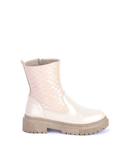 Buy High Quality Glossy Cabotone Leather Half Boot-Beige in Egypt