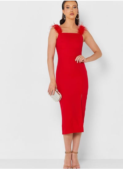 Buy Feather Strap Bodycon Dress in UAE