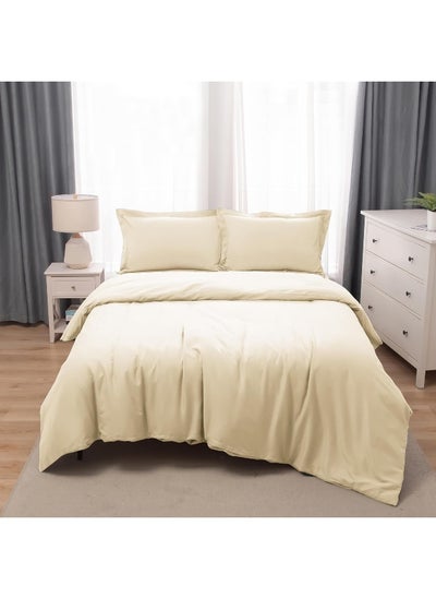 Buy Bedding Duvet Cover King Size Set- 1Pieces Duvet Cover 260X220Cm / 2Pieces-Pillow Shams 50X90Cm (Beige, King) in UAE