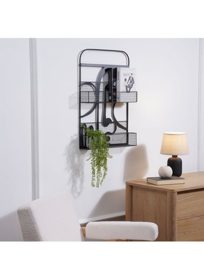 Buy Abstract Face 2 Tier Wall Shelf 50x11.5x74.5cm- Black in UAE