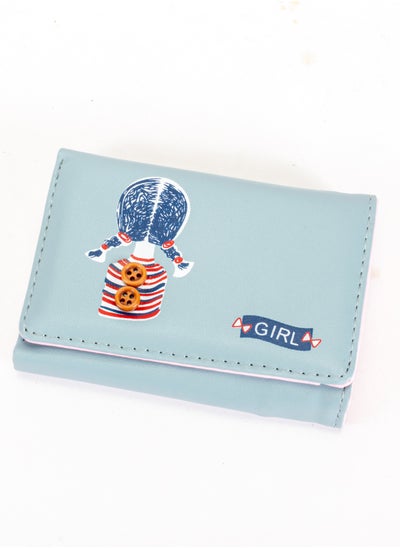 Buy Leather Flip Wallet & Card Holder with 9 Pockets and Zipped Pocket Girl Gray in Egypt