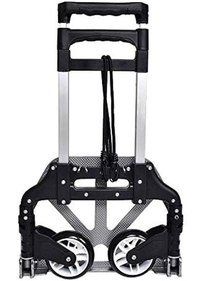 Buy Folding Hand Truck 180 Lb Capacity Heavy Duty Luggage Trolley Cart With Telescoping Handle And Rubber Wheels Black in Saudi Arabia