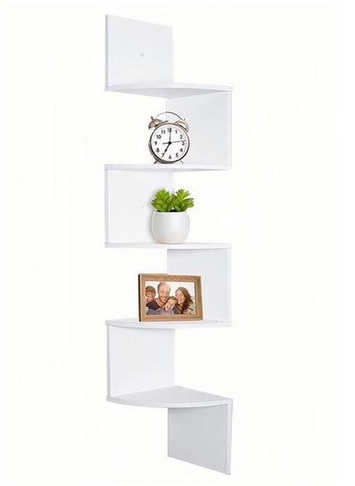 Buy 5-Tier Floating Wood Wall Corner Shelf for Home Office in UAE