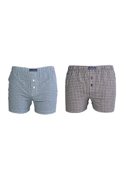 Buy John Gladstone Men's Cotton Woven Boxer - Pack of 2 in UAE