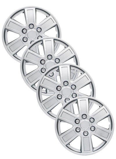 Buy Pack of 4 EM-3143 Taiwan Wheel Cover | 14" Inch | Silver Universal Nested Style in UAE