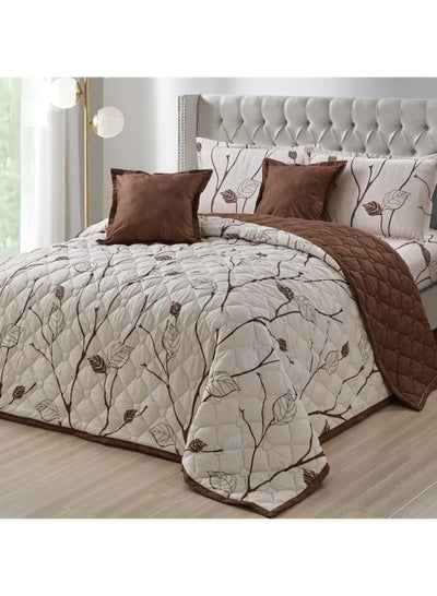 Buy HOURS Floral compressed luxury Comforter Set 6 Pieces, King Size in Saudi Arabia