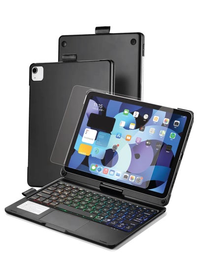 اشتري Smart Keyboard Folio Combo for iPad 10.2/ Air 10.5 7th 8th 9th gen 2019/2020/2021 with Rotatable Backlit Keyboard Trackpad Smart Connector English & Arabic with Screen Protector in Black في الامارات