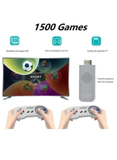 Buy 4K HD video game console, dual 2.4G wireless controllers, plug-and-play video game stick, built-in 1500 games, retro handheld game console in Saudi Arabia