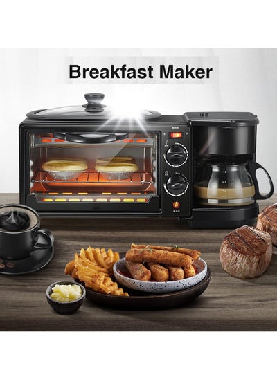 Buy 3 in 1 Multifunctional Breakfast Preparation Set Fryer Oven and Coffee Maker 12L Capacity 2800W in Saudi Arabia