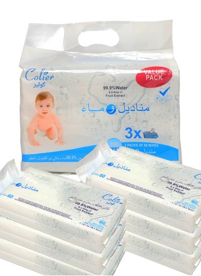 Buy 99.9% Water & a drop of fruit extract 720 WIPES 12 PACKS OF 60 WIPES in Saudi Arabia