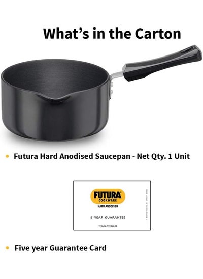 Buy Futura Hard Anodised Saucepan Without LID and Induction Compatible Base 3.25mm Thick 2 Litre s Black in UAE