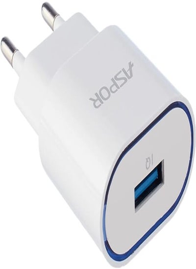 اشتري Aspor A818PLUS Wall Charger with Charging Cable Type C, 2.4A, Charging Port - White في مصر