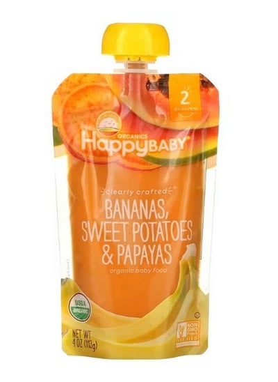 اشتري Happy Baby Organic Baby Food 6 Months Bananas Sweet Potatoes and Papayas 4 oz 113 g في الامارات