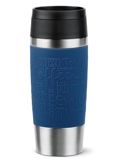 اشتري Emsa N20203 Travel Mug Classic Insulated Mug 0.36 Liters Comfort Screw Cap Stainless Steel 4 Hours Hot and 8 Hours Cold 100% Leak-Proof Dishwasher Safe 360° Drinking Opening Dark Blue في الامارات