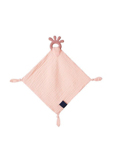 اشتري Soft Cotton Baby Appease Towel Comfortable Soothing Security Blanket with Teether Ring for Infants Toddlers في الامارات