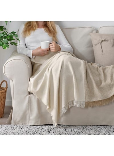 Buy Throw, Off-White/Grey-Beige, 130X170 Cm in Saudi Arabia