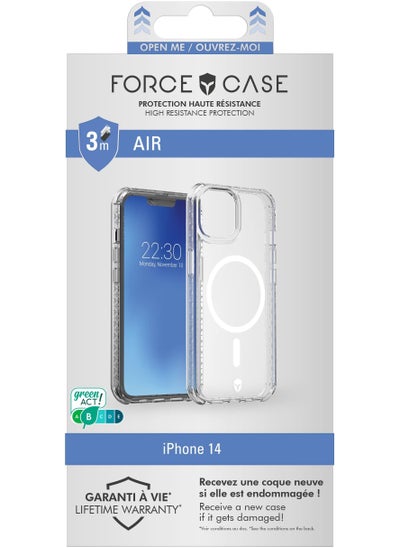 اشتري Force Case iPhone 14 MagSafe Compatible AIR Reinforced Case Lifetime Warranty Transparent 50% Recycled plastic في الامارات