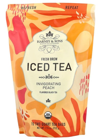 Buy Fresh Brew Iced Tea Invigorating Peach Black Tea 15 Tea Bags 7.5 oz (212 g) in UAE