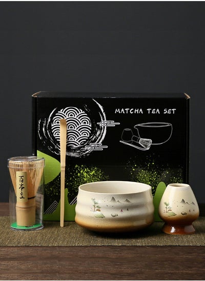 Buy 4-Piece Japanese Style Traditional Handmade Matcha Tea Whisk and Bowl Tool Gift Kit in UAE