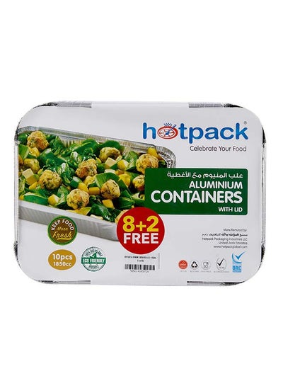 اشتري Hotpack Aluminium Container with Lid 1850ml Silver 8+2 FREE في الامارات