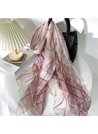 اشتري Fashion Luxury Silk Scarf Lightweight ShawlLeather pink Leather pink في الامارات