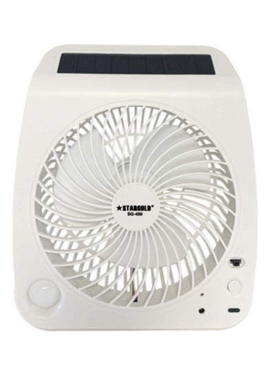 Buy 7 Inch Mini Rechargeable Fan With LED Light White AC/DC in UAE