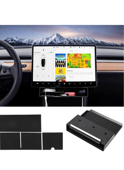 Buy For Tesla Model 3 Model Y Under-Screen Storage Organizer, Non-Slip Storage Box Center Console Car Storage Organizer No Adhesive Car Interior Accessories in UAE