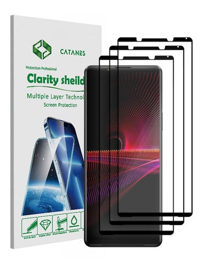 Buy 3 Pack For Sony Xperia 1 III Tempered Glass Screen Protector With Easy Installation Tray Anti Scratch Bubble Free in UAE