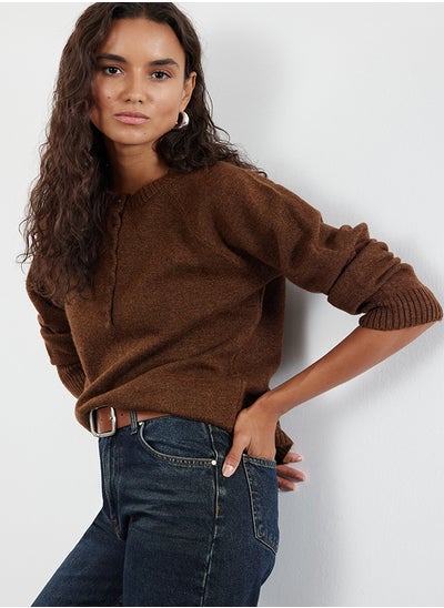 Buy Brown Button Detailed Knitwear Sweater TWOAW25KZ00103 in Egypt