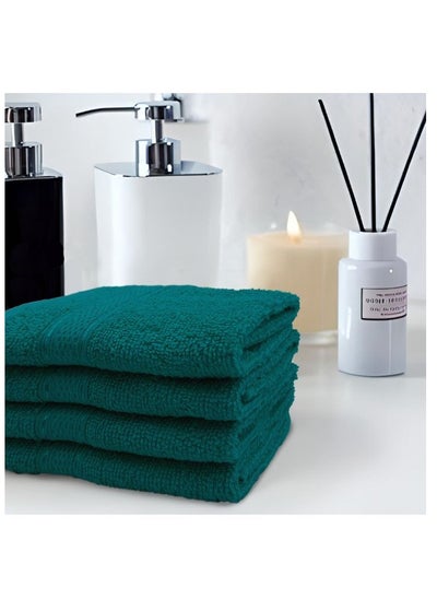 اشتري Daffodil (Turquoise Blue) Premium Face Towel (30x30 Cm-Set of 2) 100% Cotton, Highly Absorbent and Quick dry, Hotel and Spa Quality Bath linen with Stripe Diamond Dobby-500 Gsm في الامارات