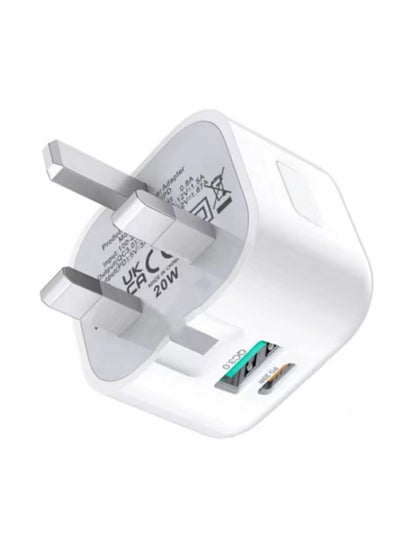 اشتري USB C Charger Plug Fast Charge,20W Folding USB Type C and USB Wall Plug foldable Power Adapter UK Fast Charging for iPhone 15/15 Pro/15 Pro Max/14/14 Pro/14 Pro Max,iPad,Samsung في الامارات