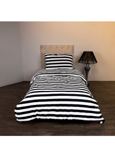 اشتري Malta 2-Piece Stripe Printed Cotton Single Duvet Cover Set 200 x 135 cm في السعودية