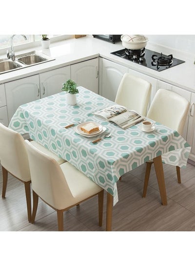 اشتري Geometry Vinyl Table Cloth for Rectangle Tables Waterproof and Oil Proof Spill Proof Tablecloth Plastic Table Cover for Dining Room Kitchen and Party 180x137cm في الامارات