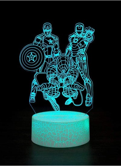 Buy 3D Illusion Multicolor Night Light Desk Lamp  7/16 Colors Auto Gradual Changing USB Powered LED Lights with Touch Switch for Kids Gifts Home Decoration  Captain in UAE