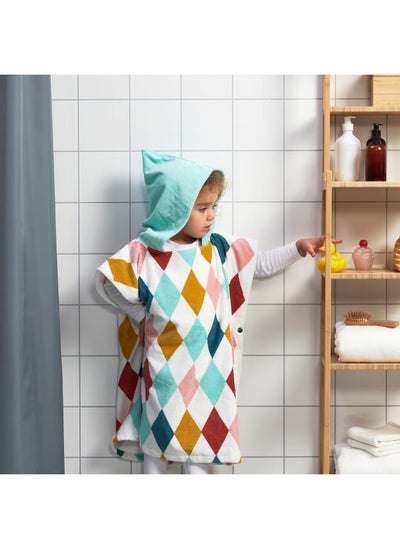 Buy Bath Poncho With Hood Harlequin Pattern Multicolour in Saudi Arabia