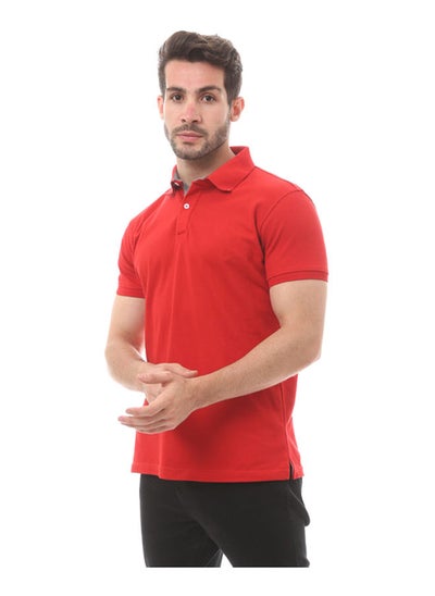 Buy Turn Down Collar Cotton Polo Shirt-Red in Egypt